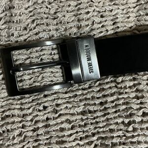 Steve Madden Black and Brown Reversible Belt with Polished Buckle